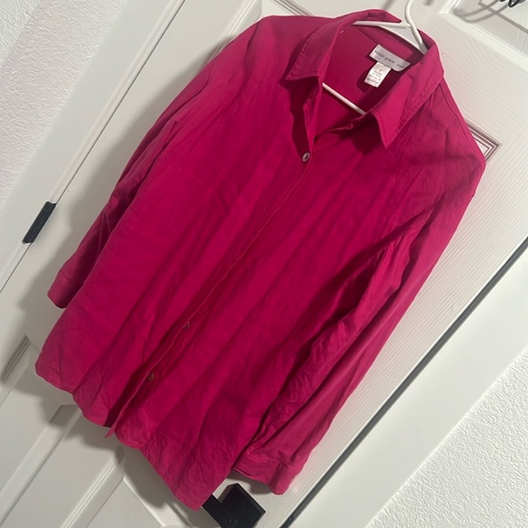 Hot pink linen blend two piece set, size S but fits like m or even large